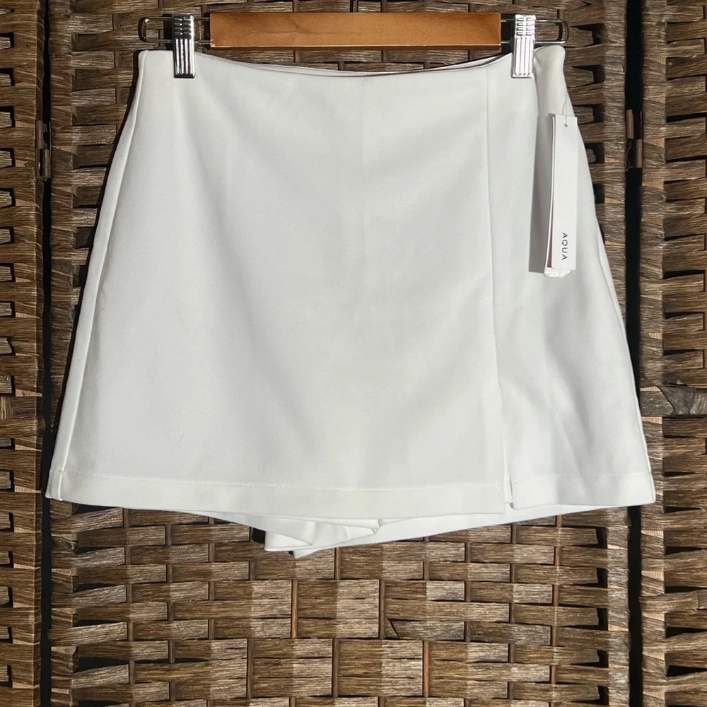 White Mini Skirt with Side Slit